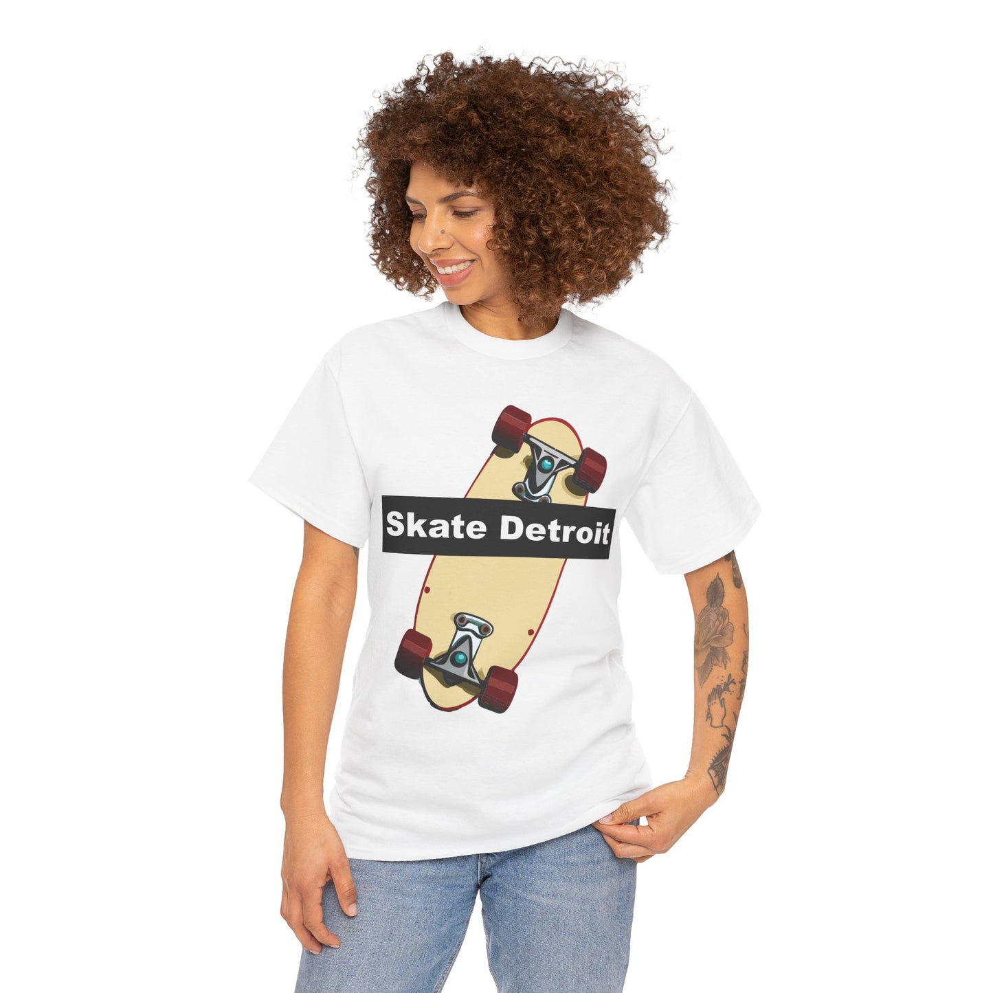"Skate Board in Detroit" Unisex Cotton Tee