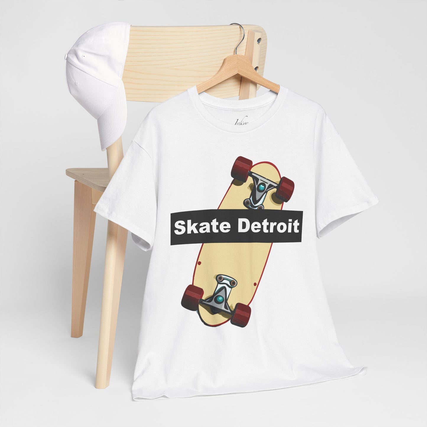 "Skate Board in Detroit" Unisex Cotton Tee