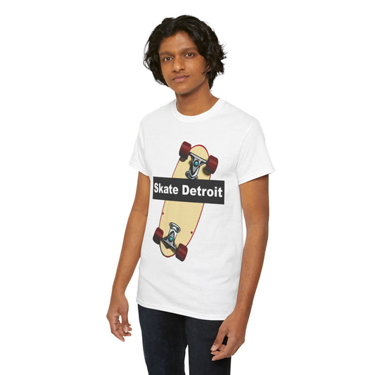 "Skate Board in Detroit" Unisex Cotton Tee